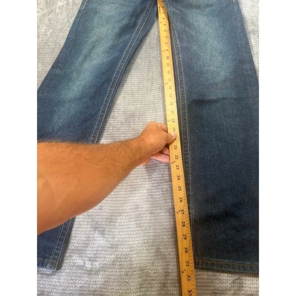 True Religion Zach‎ Straight Jeans Medium Wash Denim Blue Flap Pocket Mens 32X31